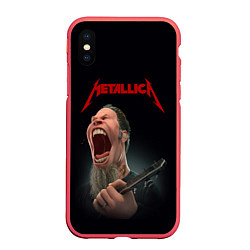 Чехол iPhone XS Max матовый James Alan Hetfield METALLICA Z, цвет: 3D-красный