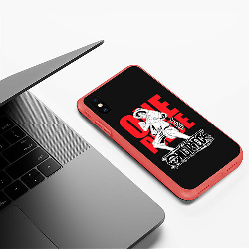 Чехол iPhone XS Max матовый One Piece Luffy / 3D-Красный – фото 3