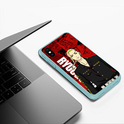 Чехол iPhone XS Max матовый Кэн Рюгудзи Токийские мстители, цвет: 3D-мятный — фото 2