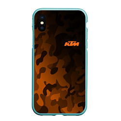 Чехол iPhone XS Max матовый KTM КТМ CAMO RACING, цвет: 3D-мятный