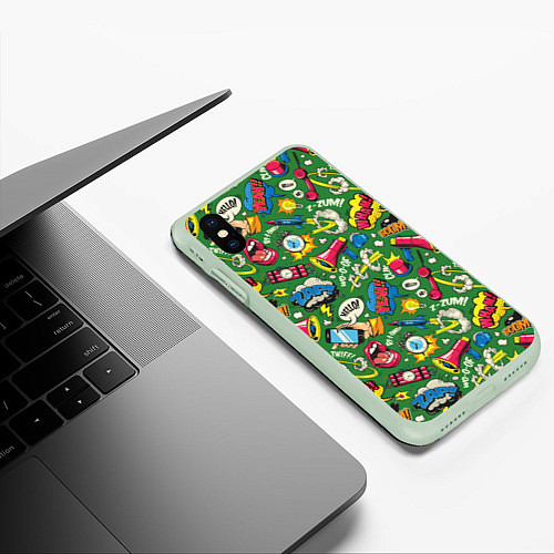 Чехол iPhone XS Max матовый Поп-арт / 3D-Салатовый – фото 3