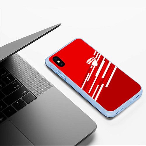 Чехол iPhone XS Max матовый DUCATI ДУКАТИ / 3D-Голубой – фото 3