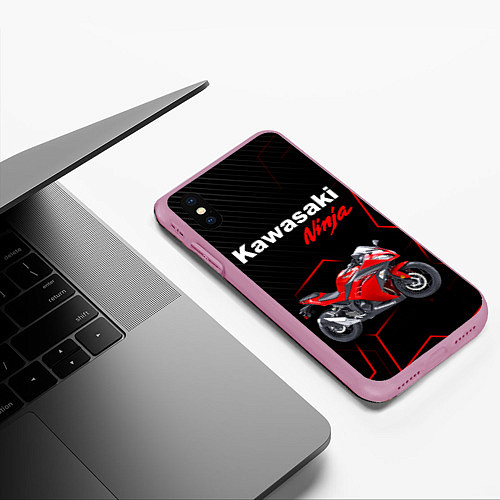 Чехол iPhone XS Max матовый KAWASAKI NINJA КАВАСАКИ / 3D-Розовый – фото 3