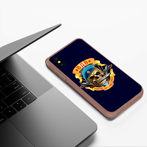 Чехол iPhone XS Max матовый Голубые береты / 3D-Коричневый – фото 3