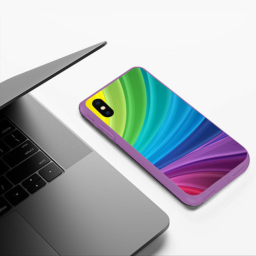 Чехол iPhone XS Max матовый Радуга / 3D-Фиолетовый – фото 3