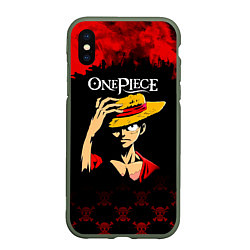 Чехол iPhone XS Max матовый Луффи One Piece Большой куш, цвет: 3D-темно-зеленый