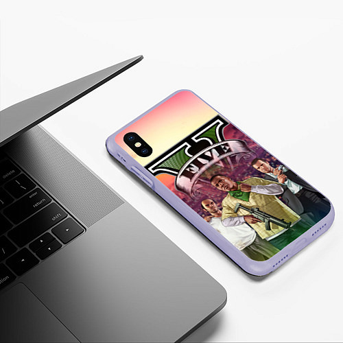 Чехол iPhone XS Max матовый GTA V TEAM FOREVER AND EVER / 3D-Светло-сиреневый – фото 3