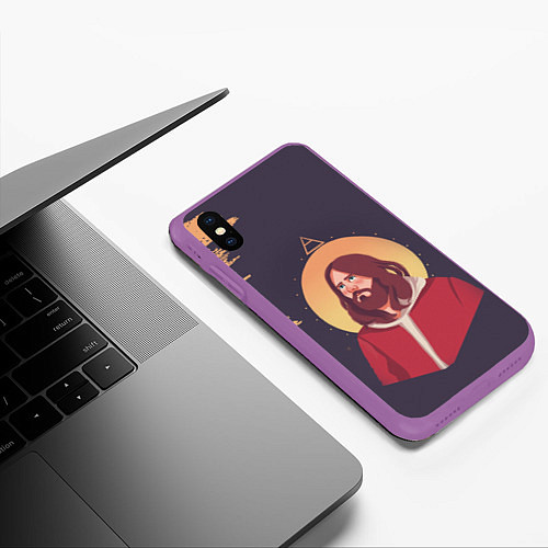 Чехол iPhone XS Max матовый Jared Leto 30 SECONDS TO MARS Z / 3D-Фиолетовый – фото 3