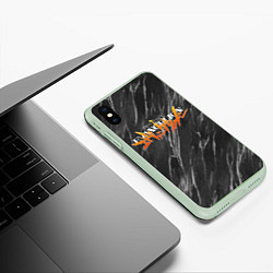 Чехол iPhone XS Max матовый МРАМОР EVANGELION, цвет: 3D-салатовый — фото 2