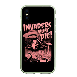 Чехол iPhone XS Max матовый Invaders must die, цвет: 3D-салатовый
