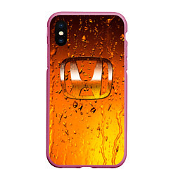 Чехол iPhone XS Max матовый Honda капли дождя, цвет: 3D-малиновый