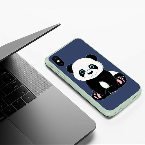 Чехол iPhone XS Max матовый Милая Панда Sweet Panda / 3D-Салатовый – фото 3