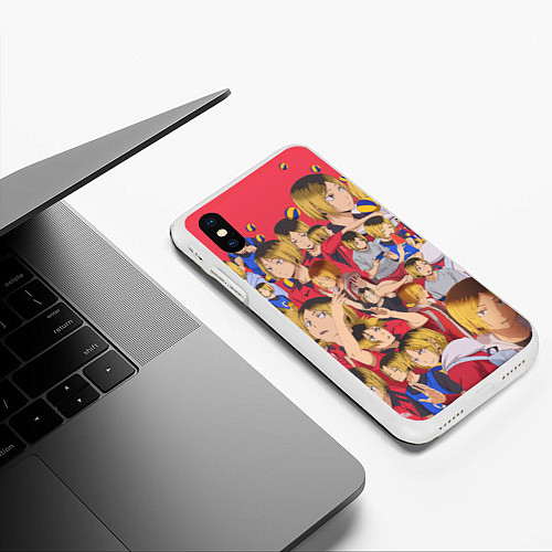 Чехол iPhone XS Max матовый Kozume Kenma Pattern Color / 3D-Белый – фото 3