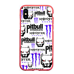 Чехол iPhone XS Max матовый PITBULL SYNDICATE X MONSTER, цвет: 3D-красный