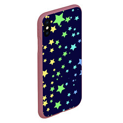 Чехол iPhone XS Max матовый Звезды, цвет: 3D-малиновый — фото 2