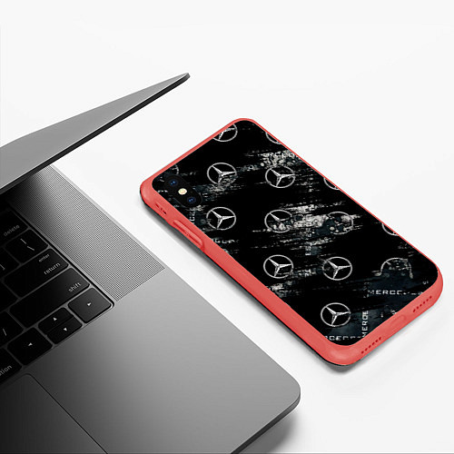 Чехол iPhone XS Max матовый MERCEDES / 3D-Красный – фото 3