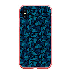 Чехол iPhone XS Max матовый Синий полигональный паттерн, цвет: 3D-баблгам
