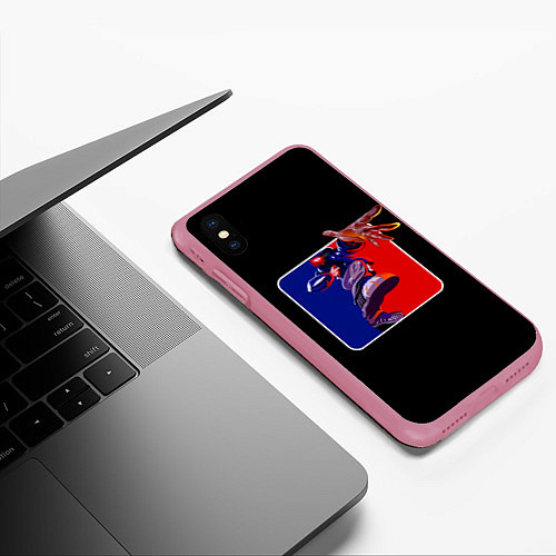 Чехол iPhone XS Max матовый Logo LB / 3D-Малиновый – фото 3