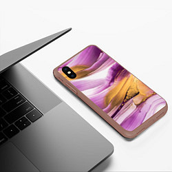 Чехол iPhone XS Max матовый Наслоение красок, цвет: 3D-коричневый — фото 2