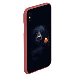 Чехол iPhone XS Max матовый Медведь, цвет: 3D-красный — фото 2