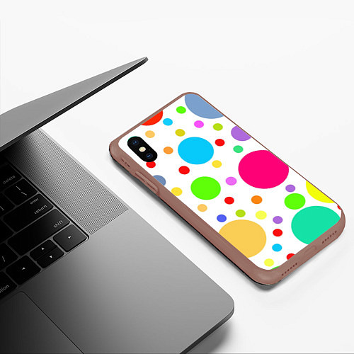 Чехол iPhone XS Max матовый Polka dot / 3D-Коричневый – фото 3