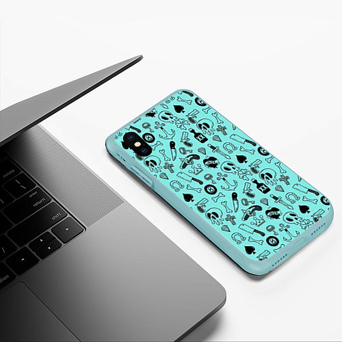 Чехол iPhone XS Max матовый SkullS / 3D-Мятный – фото 3