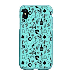 Чехол iPhone XS Max матовый SkullS, цвет: 3D-мятный