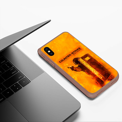 Чехол iPhone XS Max матовый CS GO FIRE КС ГО Z / 3D-Коричневый – фото 3