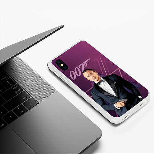 Чехол iPhone XS Max матовый Агент 007 Джеймс Бонд / 3D-Белый – фото 3