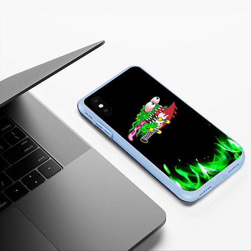 Чехол iPhone XS Max матовый Лизун на скейте / 3D-Голубой – фото 3