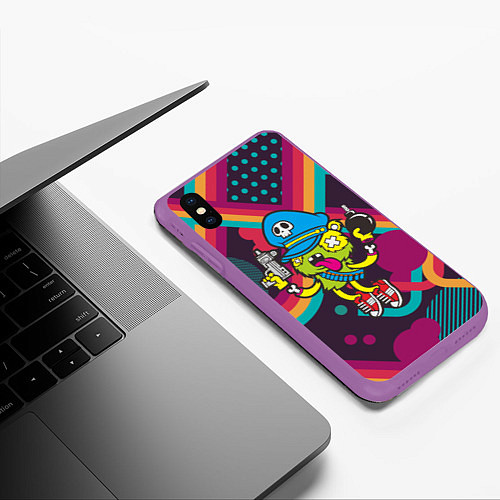 Чехол iPhone XS Max матовый Crazy Bomberman / 3D-Фиолетовый – фото 3