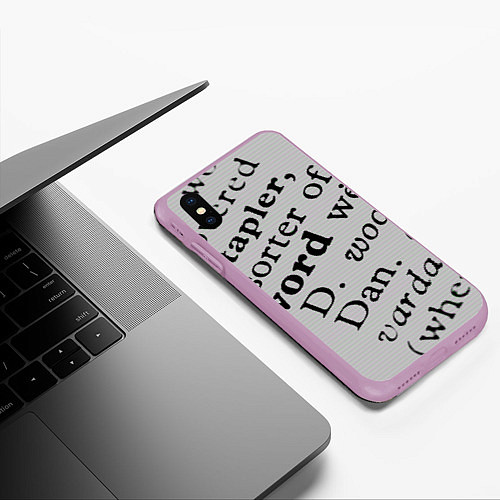 Чехол iPhone XS Max матовый Текст из словоря / 3D-Сиреневый – фото 3