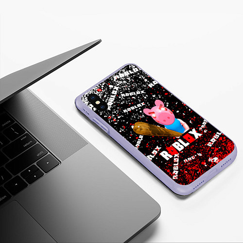 Чехол iPhone XS Max матовый Roblox piggyСвинка Пигги / 3D-Светло-сиреневый – фото 3