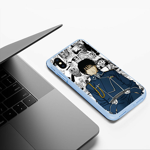 Чехол iPhone XS Max матовый Полковник Мустанг / 3D-Голубой – фото 3