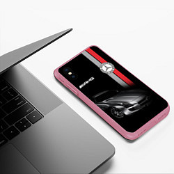 Чехол iPhone XS Max матовый MERCEDES BENZ AMG, цвет: 3D-малиновый — фото 2