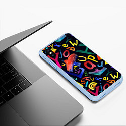 Чехол iPhone XS Max матовый Буквы английского алфавита, цвет: 3D-голубой — фото 2