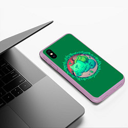 Чехол iPhone XS Max матовый Спящий Бульбазавр, цвет: 3D-сиреневый — фото 2