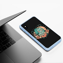 Чехол iPhone XS Max матовый Тату Бульбазавр, цвет: 3D-голубой — фото 2
