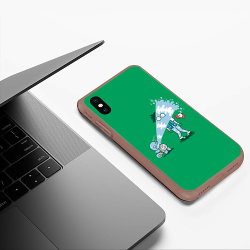 Чехол iPhone XS Max матовый Неугомонный Сквиртл / 3D-Коричневый – фото 3