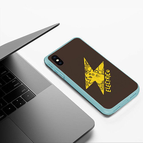 Чехол iPhone XS Max матовый Электрические покемоны / 3D-Мятный – фото 3