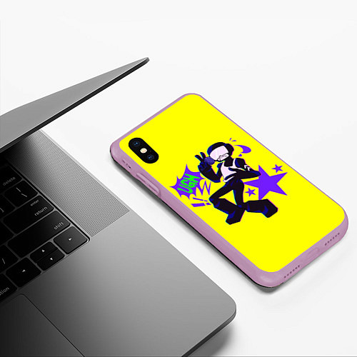 Чехол iPhone XS Max матовый Tankman FNF / 3D-Сиреневый – фото 3