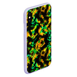 Чехол iPhone XS Max матовый Абстрактный желто-зеленый узор, цвет: 3D-светло-сиреневый — фото 2