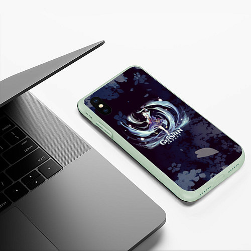 Чехол iPhone XS Max матовый Genshin Impact - Аяка / 3D-Салатовый – фото 3