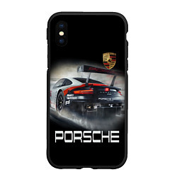 Чехол iPhone XS Max матовый PORSHE, цвет: 3D-черный