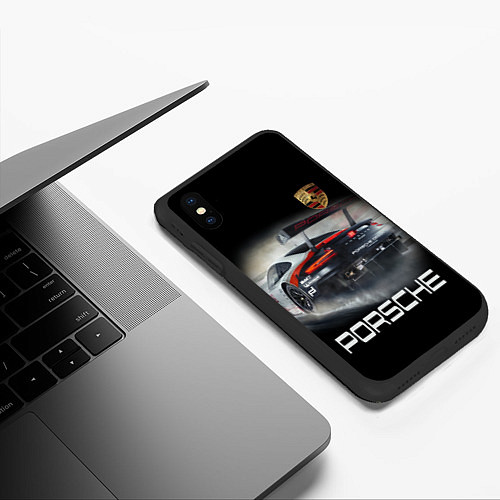 Чехол iPhone XS Max матовый PORSHE / 3D-Черный – фото 3