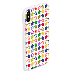 Чехол iPhone XS Max матовый Разноцветные звездочки, цвет: 3D-белый — фото 2