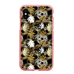 Чехол iPhone XS Max матовый Листва, кружева и золото, цвет: 3D-баблгам