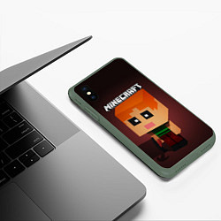 Чехол iPhone XS Max матовый MINECRAFT МАЙНКРАФТ Z, цвет: 3D-темно-зеленый — фото 2