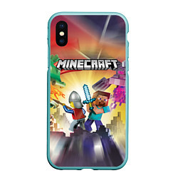 Чехол iPhone XS Max матовый MINECRAFT МАЙНКРАФТ Z, цвет: 3D-мятный