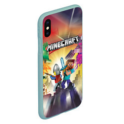 Чехол iPhone XS Max матовый MINECRAFT МАЙНКРАФТ Z, цвет: 3D-мятный — фото 2